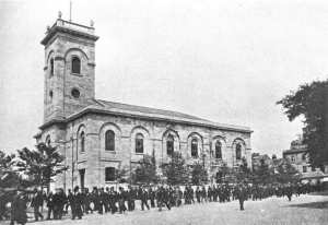 The Dockyard Chapel, with Fore Street Gate on the right of the  picture