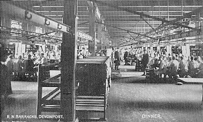 Dinner time at the Royal Naval Barracks.